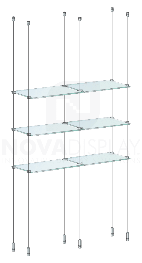 KSI-011 Cable Suspended Glass Shelf Display Kit for Merchandise / Ceiling-to-Floor Cable Suspension | Nova Display Systems