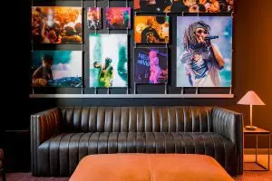 T2048 — Wall Display with Rail Mounted Tension Cables for Soundcloud NYC Office Remodel