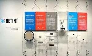 Info Poster Cable-hang Lobby Display on Curved Wall