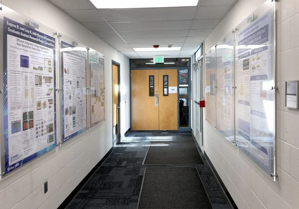 W2519 — Large Acrylic Poster Frames for Poster Graphic Inserts Mounted with Wall Standoff for PennState College of Engineering