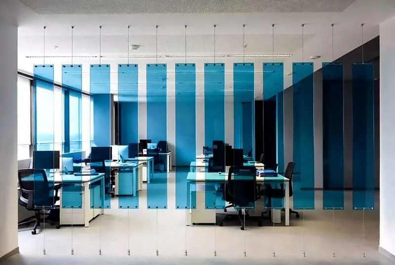Modern Office Dividers | Cable/Rod-Suspended Resin Screens