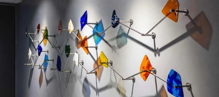 Elevate Your Walls — Stunning Abstract Glass Art with Sleek Rod Mounting Systems