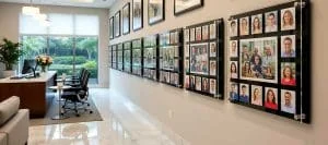 Custom Acrylic Collage Photo Wall – Standoff-mounted frames in multiple acrylic styles and layouts