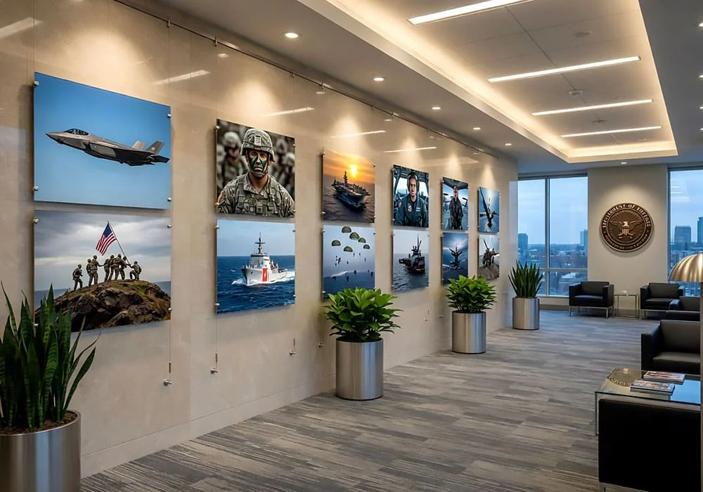 C1055 — Info-Poster Wall Display Suspended with Cable Systems | Design Concept