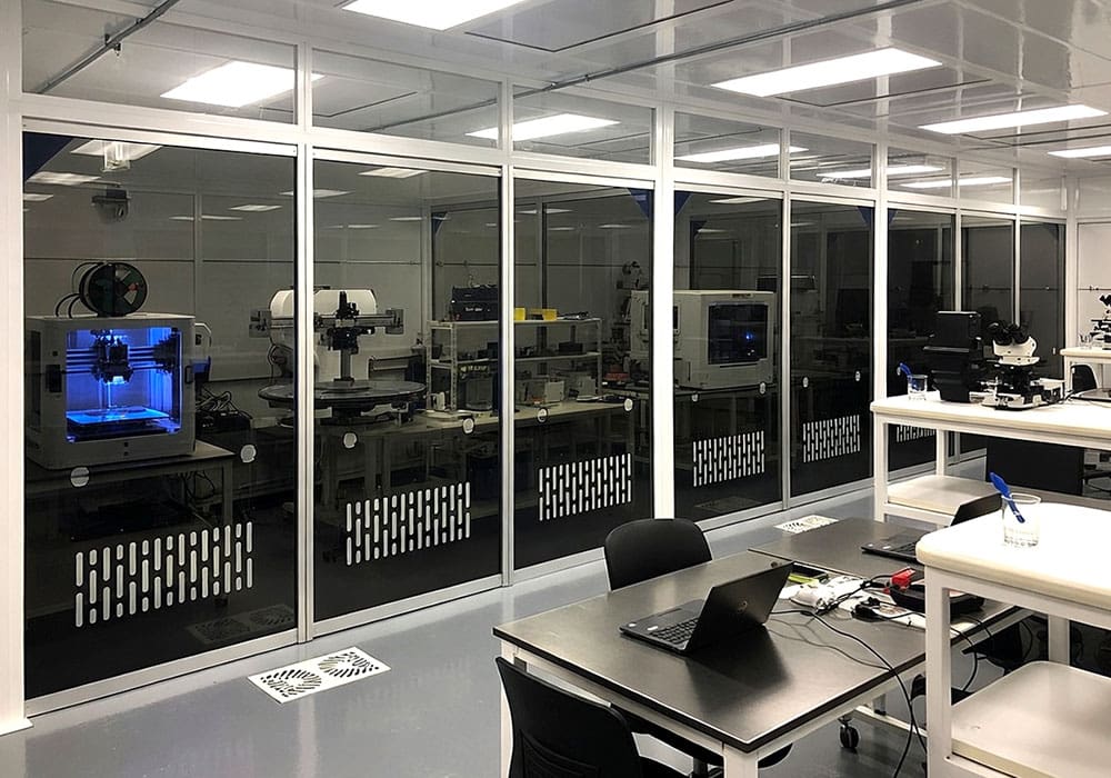 M3109 — Modular Partition Walls with Tinted-Acrylic Resin Panels for Clean-Room Production Facility | Design Concept
