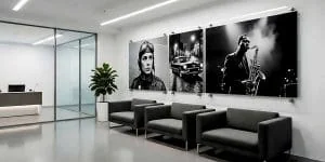 Panoramic Art-Photo Wall Display with Acrylic Frames Supported with Standoffs | Nova Display Systems