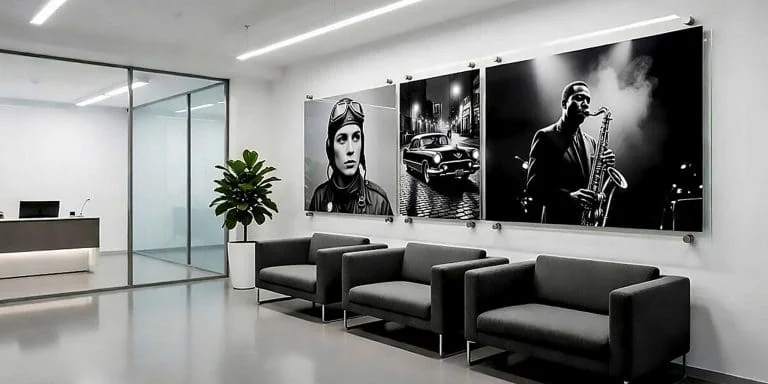 Panoramic Art-Photo Wall Display with Acrylic Frames Supported with Standoffs | Nova Display Systems