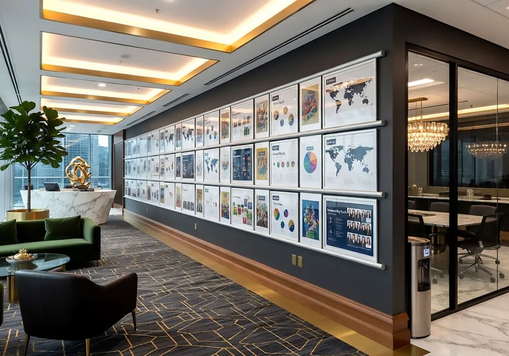 T1009 — Linear-Rail Wall Display for Photo Images and Infographics | Design Concept