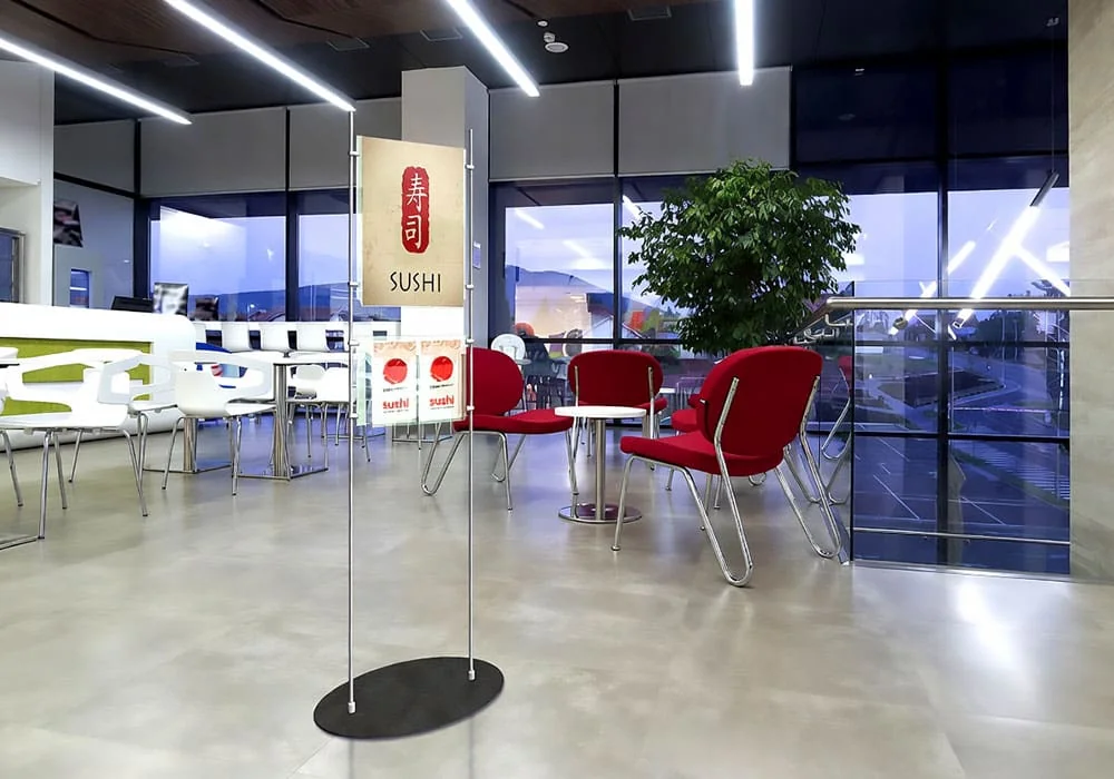 M1628 — Floor-Standing Modular Displays with 10mm Rod Systems for Literature and Graphic Inserts | Design Concept