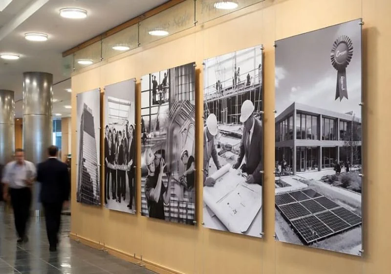 C1041 — Large-Format Poster Wall Display Suspended with Cable Systems | Design Concept