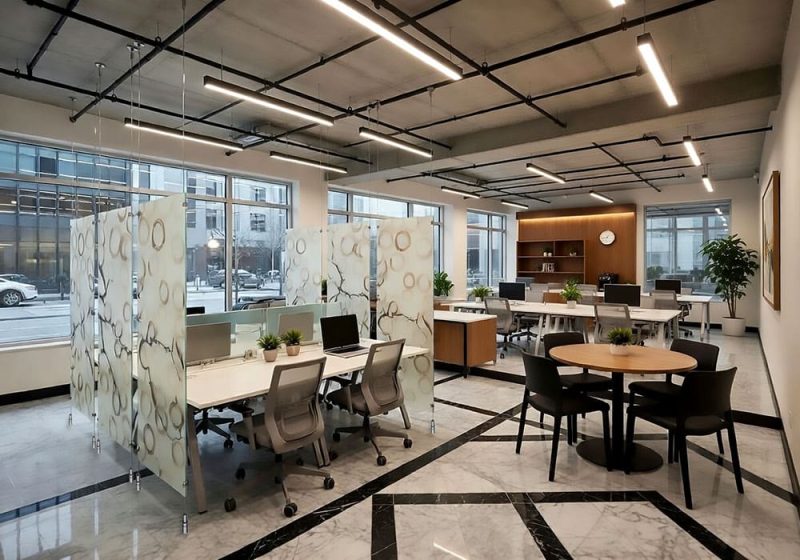 C4013 — Cable-Hanging Space Dividing Systems with Acrylic Resin Panels | Design Concept