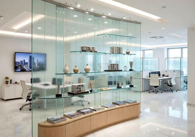 C5039 — Glass Shelves Suspended with Cable Hanging System | Design Concept