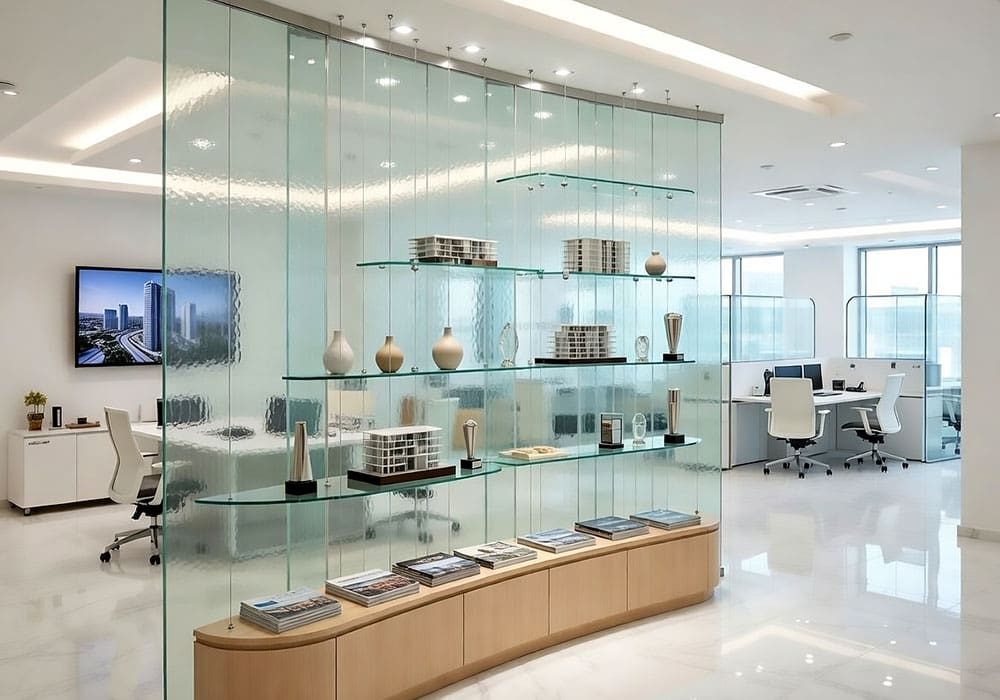 C5039 — Glass Shelves Suspended with Cable Hanging System | Design Concept