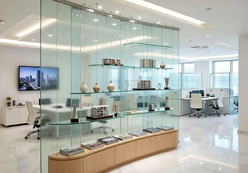C5039 — Glass Shelves Suspended with Cable Hanging System | Design Concept
