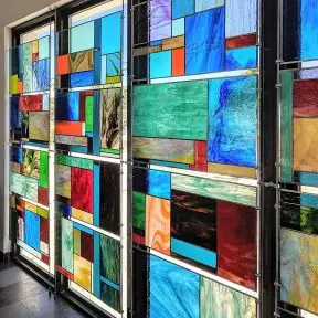 D3023 — Rod Suspended Stained Glass Panels for Window Decor