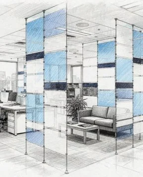 DR1205 Decorative Acrylic Resin Panels and Screens with Cable/Rod Suspension Systems | Design Concept