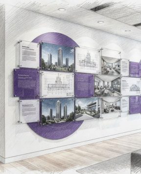 DR2011 — Acrylic Framed Prints and Renders Wall-Mounted with Standoff Support System | Design Concept DR2011 — Acrylic Framed Prints and Renders Wall-Mounted with Standoff Support System | Design Concept