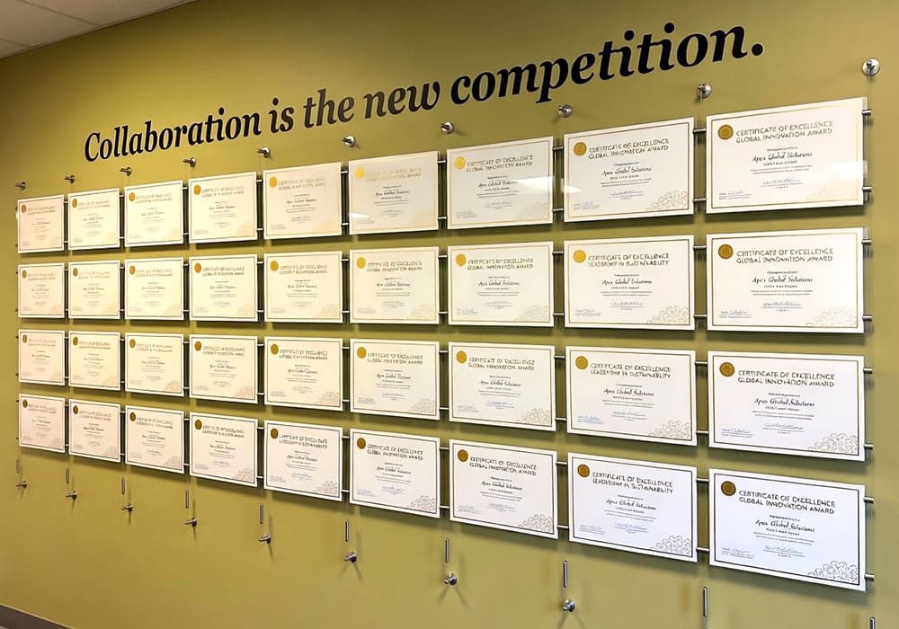 H1015 — Certificate Wall Display Suspended with Cable Systems | Design Concept
