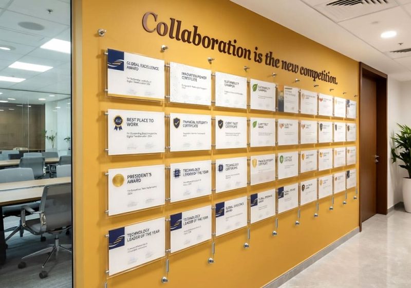 H1016 — Certificate Wall Display Suspended with Cable Systems | Design Concept