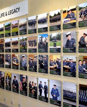 H1031 — Cadet Life and Legacy Wall Display with Rail-Track Tension Cable Systems | Design Concept H1031 — Cadet Life and Legacy Wall Display with Rail-Track Tension Cable Systems | Design Concept