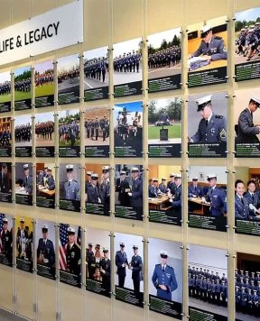 H1031 — Cadet Life and Legacy Wall Display with Rail-Track Tension Cable Systems | Design Concept