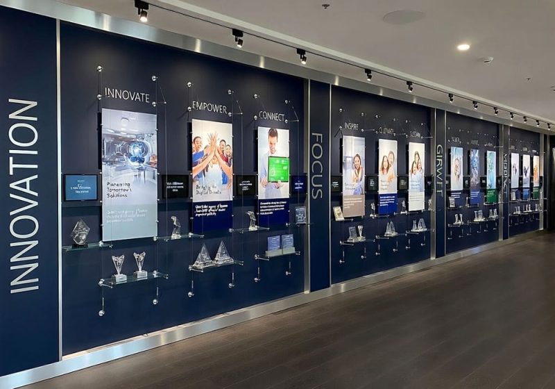 H2007 — Corporate Achievements Wall Displays with Cable Systems | Design Concept