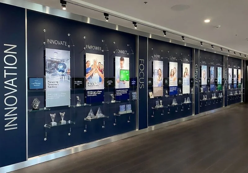 H2007 — Corporate Achievements Wall Displays with Cable Systems | Design Concept