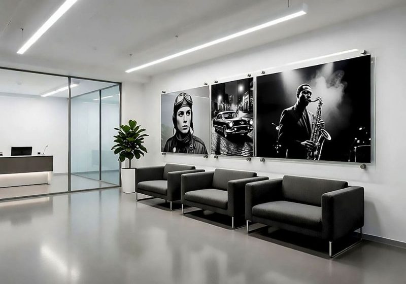 P2000 — Panoramic Art-Photo Wall Display with Acrylic Frames Supported with Standoffs | Design Concept