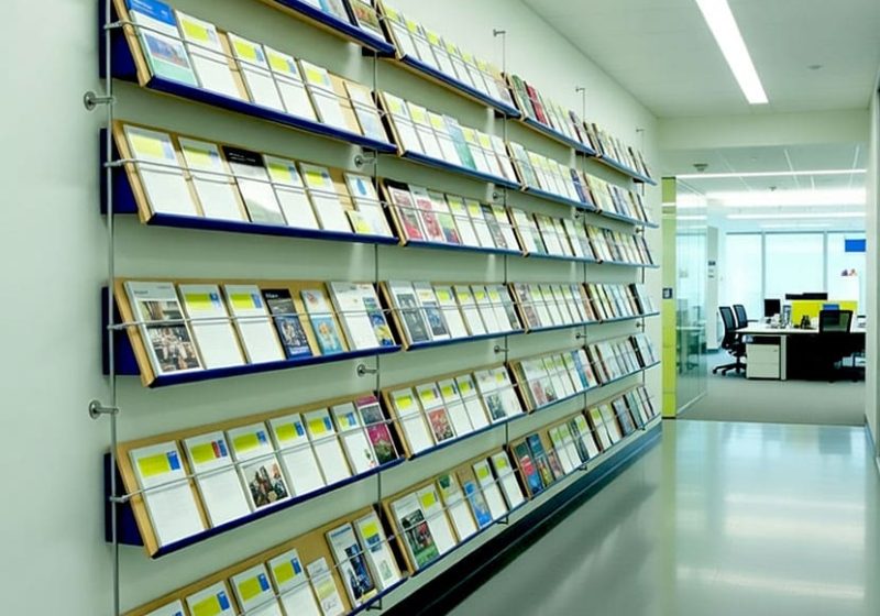 R4006 — Custom Brochure Wall Display Suspended with Rod Systems | Design Concept