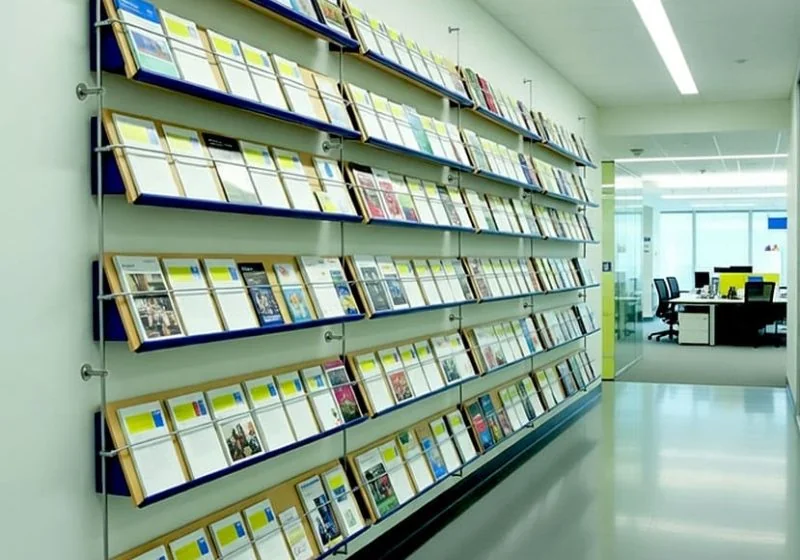R4006 — Custom Brochure Wall Display Suspended with Rod Systems | Design Concept