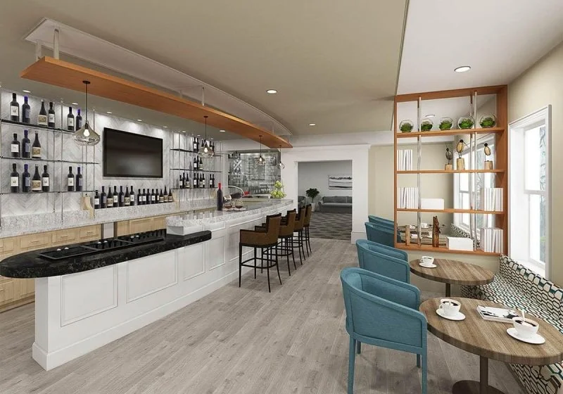 R5003 — Glass Bar Shelves Suspended with Rod Hanging Systems