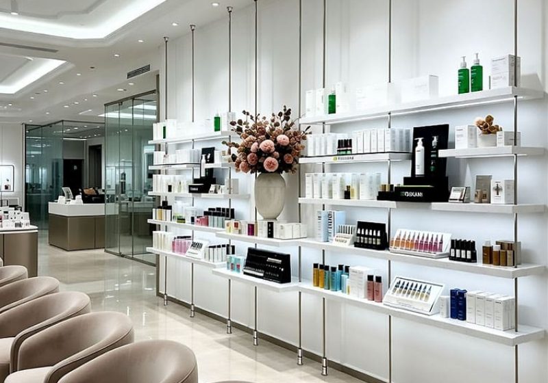 R5015 — Retail Display with Custom Shelves Suspended on Rod Systems | Design Concept