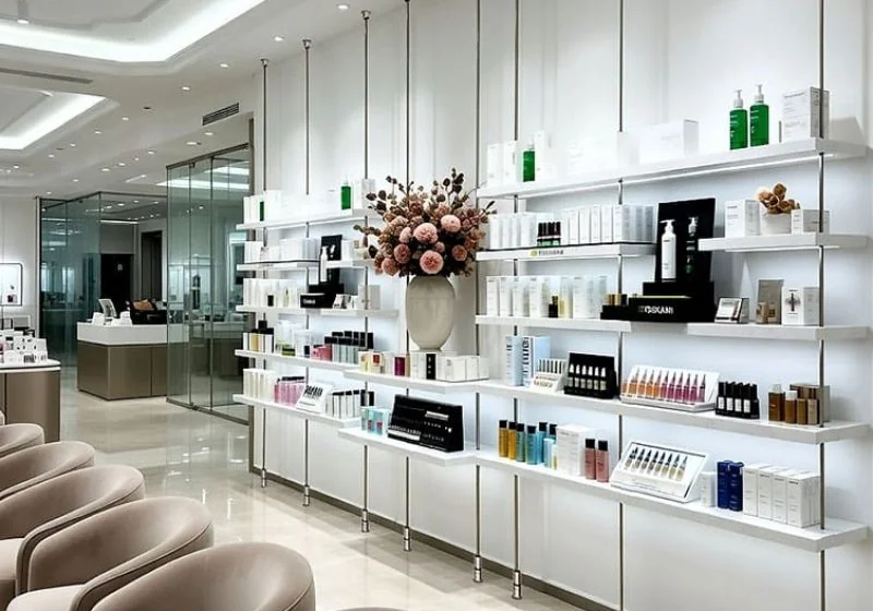 R5015 — Retail Display with Custom Shelves Suspended on Rod Systems | Design Concept