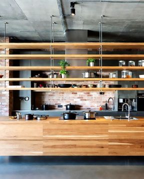 R5080 — Rod Suspended Kitchen Wood Shelves | Design Concept R5080 — Rod Suspended Kitchen Wood Shelves | Design Concept