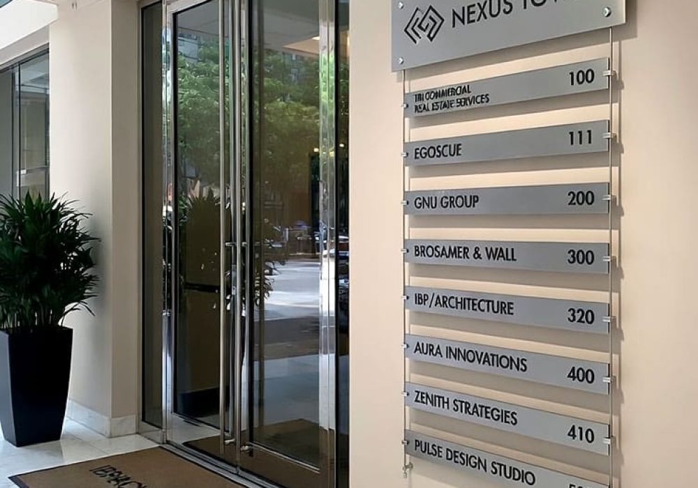 S2103 — Directory Sign for Office Building Suspended with Rod Systems | Design Concept