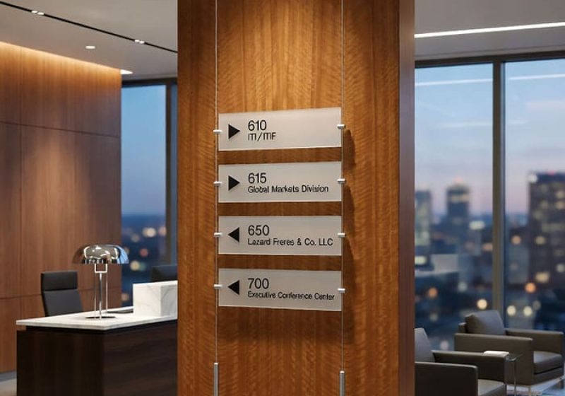 S2106 — Directory Sign for Office Building Suspended with Cable Systems | Design Concept