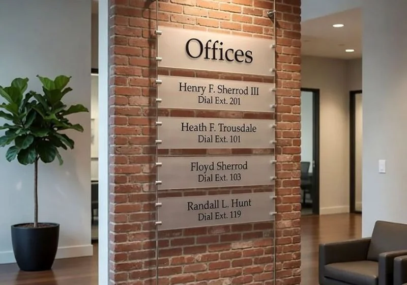 S2107 — Directory Sign for Office Building Suspended with Rod Systems | Design Concept
