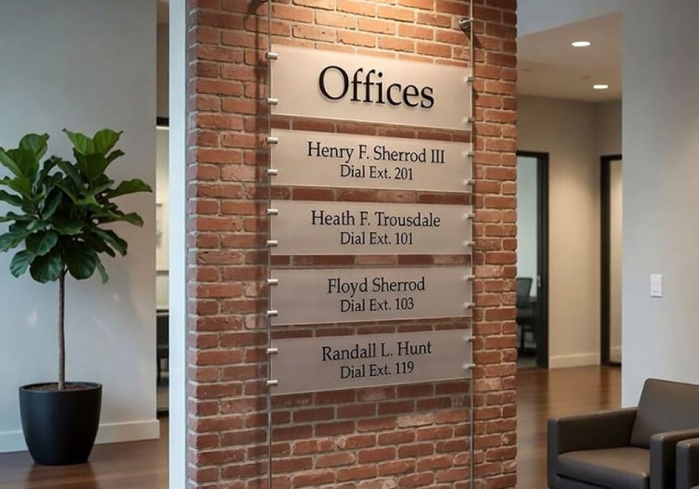 S2107 — Directory Sign for Office Building Suspended with Rod Systems | Design Concept