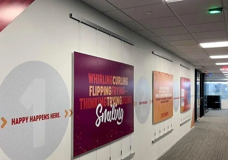 T2029 — Cable Suspended Displays with Wall-to-Wall Mounted Rails