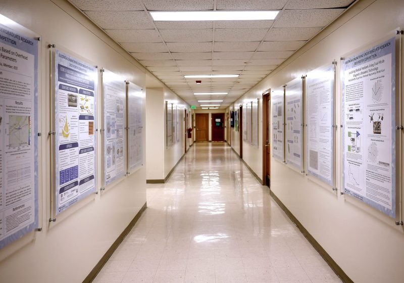 W2520 — Large Acrylic Poster Frames for Poster Graphic Inserts Mounted with Wall Standoff for PennState College of Engineering