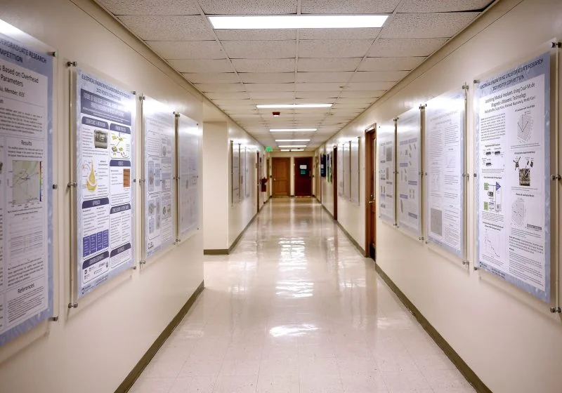 W2520 — Large Acrylic Poster Frames for Poster Graphic Inserts Mounted with Wall Standoff for PennState College of Engineering