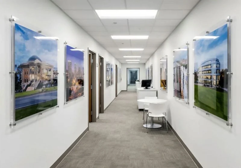 W2529 — Large Architectural Photos Showcased with Wall Mounted Stand-off Acrylic Frames