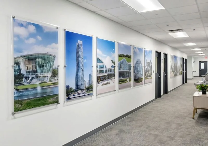 W2536 — Large Architectural Photos Showcased with Wall Mounted Stand-off Acrylic Frames
