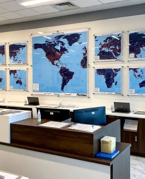 W4005 — Custom Acrylic Frames for Maps and Charts with Standoff Hardware | Design Concept W4005 — Custom Acrylic Frames for Maps and Charts with Standoff Hardware | Design Concept